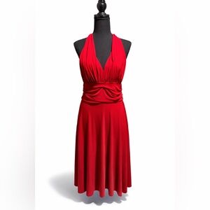 Sylvie & Madō Red Halter Midi Dress L Made in USA